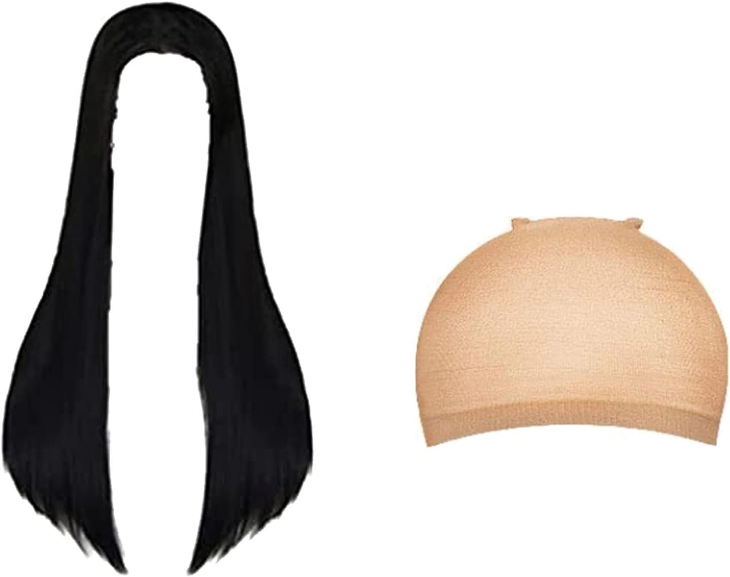 Halloween Costumes for Women - Black Long Dress, Wig with Wig Cap and Artificial Red Roses Flowers - Image 3