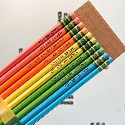 Affirmation Pencil Set - Personalized Inspirational Compliment Wood Pencils w/ Inspirational Sayings, Colorful Motivational Pencils for Students Teachers - Believe Yourself You Can (10 PCS - Rainbow)