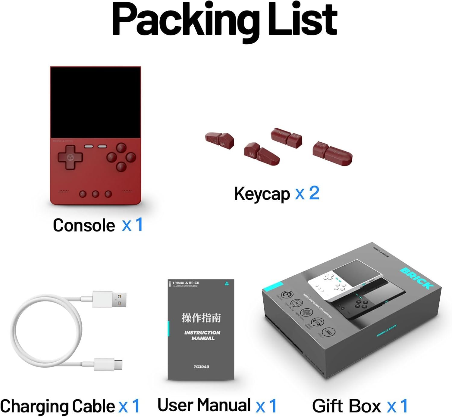 Trimui Brick Retro Game Console 3.2-Inches 1024x768 IPS Screen Built-in 128G TF Card Video Gaming Consoles 3000mAh Lithium Battery Supports Multiple Simulators Casual Game Console(Red) - Image 8