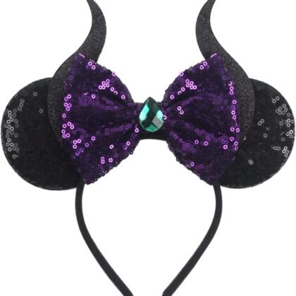 MADO Devil Horns Headband, Black Mouse Ears for Women Girls, Halloween Ears, Princess hair Accessories Decorations Party Cosplay hair Accessories for Girls