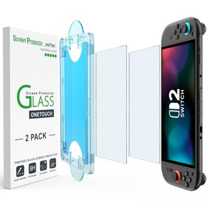 amFilm Auto-Alignment OneTouch for Nintendo Switch 2 Matte Finish Screen Protector 2025, Tempered Glass, 30 Seconds Installation, Bubble Free, Anti Glare, Touch Sensitive, Anti Fingerprint [2 Pack]