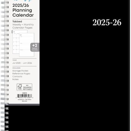 Blue Sky 2025-2026 Weekly and Monthly Academic Year Planner Calendar, July - June, 8.5" x 11", Flexible Cover, Wirebound, Laminated Tabs, Storage Pocket, Enterprise (Enterprise 2025-2026, 8.5" x 11")