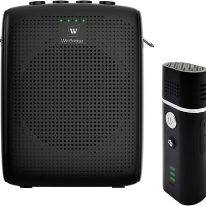 WinBridge Portable Voice Amplifier with Bluetooth Lavalier Microphone,Teacher Mic with Speaker,Wireless Lapel Amplifier for Teachers, Clip On Microphone System Bluetooth Speaker,Mini Megaphone WB006