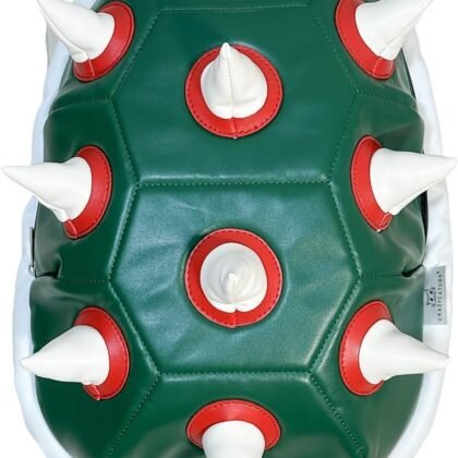 Bowsette Koopa Cosplay Props White Spiked Laptop Backpack, 14 Inch,Green Turtle Shell Cosplay Backpack