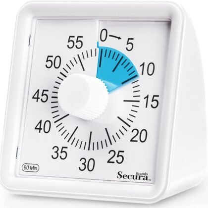 Secura 60-Minute Visual Countdown Timer for Kids & Adults, Classroom Time Management Tool (Blue & White)