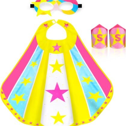 iROLEWIN Superhero-Capes for Kids Super Hero Costumes Girls-Boys Toddler Dress Up Clothes as Party-Toys Gifts Mask Bracelet