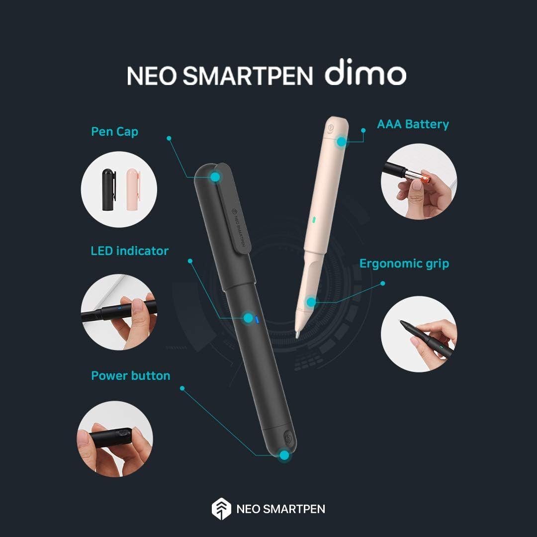 dimo Bluetooth Digital Pen with 2 GB Internal Memory Digitize Handwriting for iOS and Android, Compatible with Neo Studio App and Neo Notebooks - Black - Image 6