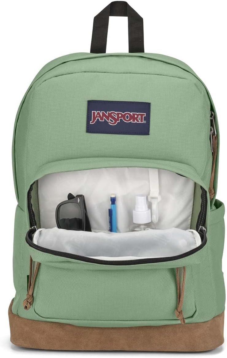JanSport Right Pack Backpack - Durable Daypack with Padded 15" Laptop Sleeve, Spacious Main Compartment & Integrated Water Bottle Pocket - Loden Frost - Image 4