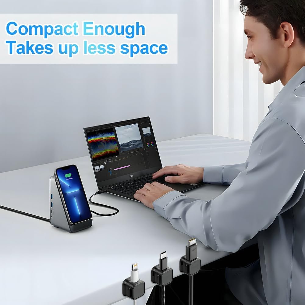 18 Pack Cord Organizer Holder,Magnetic Cable Clips Management,Easy Strong Adhesive Phone USB Charger Cord,Hide Or Organize Desk Cable for Kitchen,Office,Car,Nightstand(Black) - Image 2