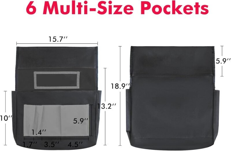 Black Chair Back Pocket School Seat Chair Storage Pocket Organizer with Label Slot Multiple Pockets for School Home Classroom Preschool Daycare - Image 8