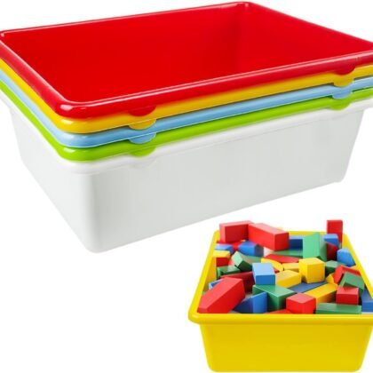 5 PCS Plastic Classroom Bins, Bulk Book Bins, Multi Functional Toy Box, Book Binss For Classroom,Multi Color Storage Box Suitable For School Classrooms Office Home Books Storage 1