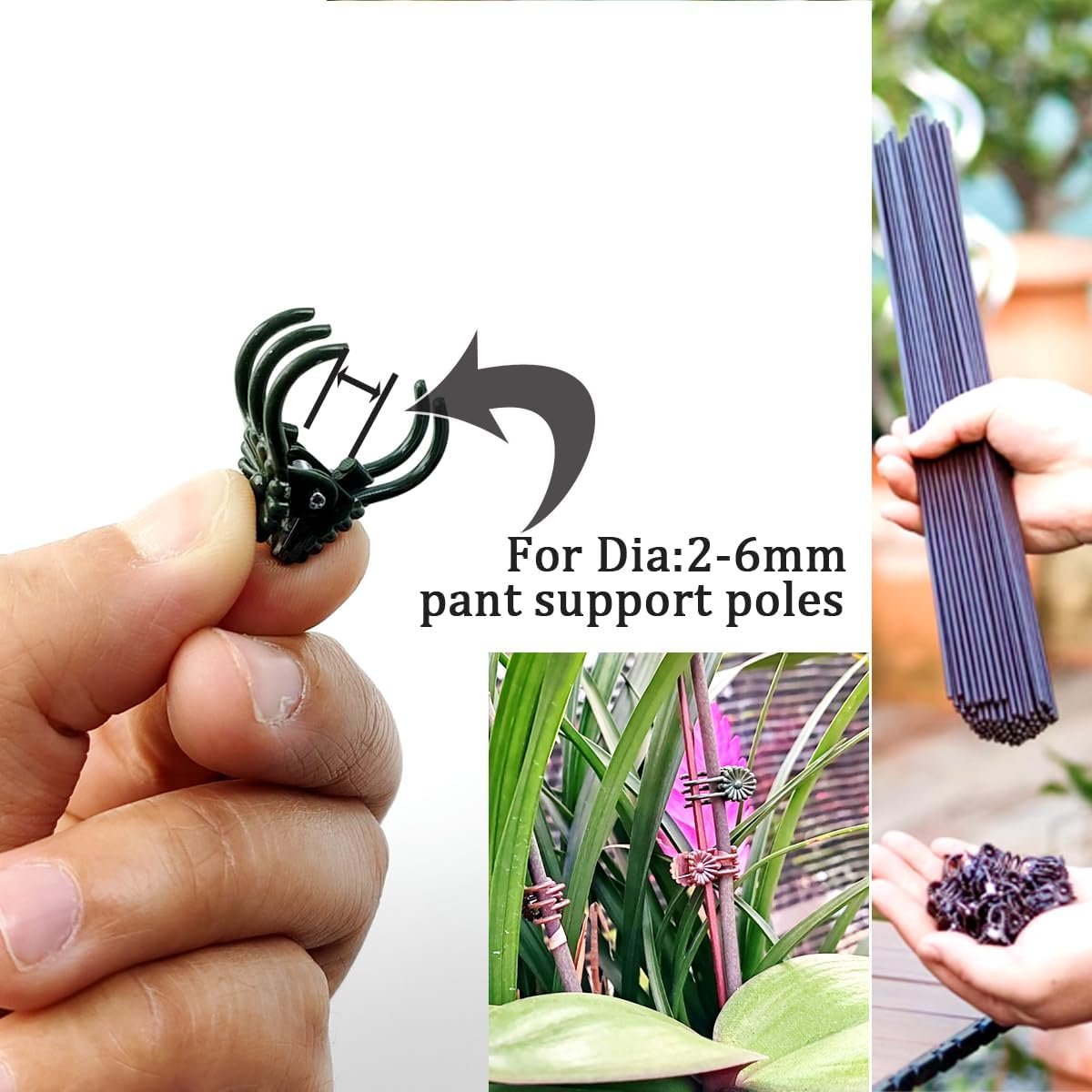 GXXMEI 400PCS Orchid Clips for Plants Support - Dark Green, for Small - Middle Climbing Plants Vine Plants & Single Stem Plants - Image 3