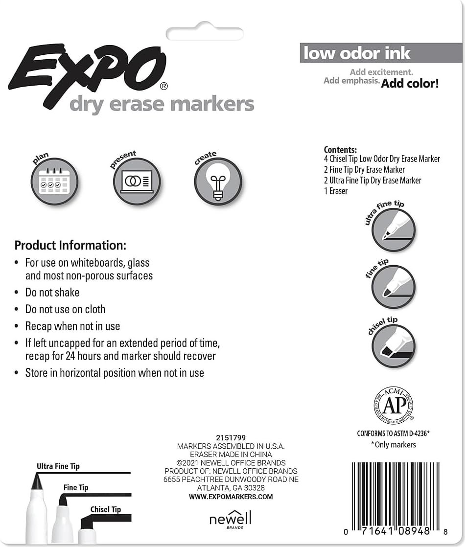 EXPO Dry Erase Markers, Assorted Tips, Assorted Colors, 8/Pack(1930717) - Image 4