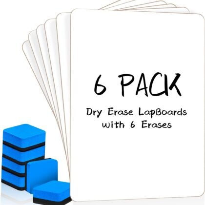 Dry Erase LapBoards, PANDRI 6 Pack Double Sided 12.5 x 9 Inch Whiteboards with 6 Erasers, Dry Erase Boards for Office Students Classroom Teacher Supplies