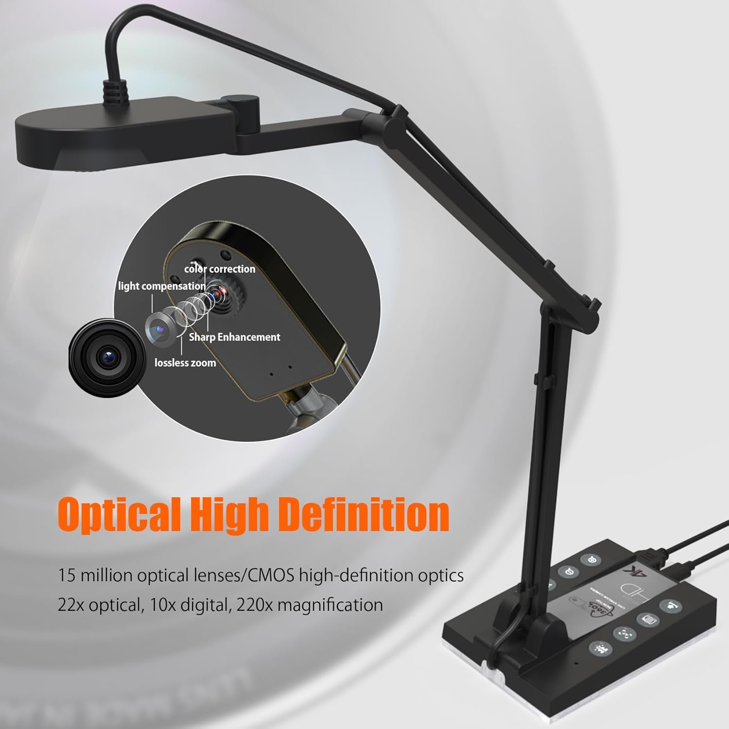 TreasLin Document Camera for Teachers HDMI USB-C 15MP HDIM Document Camera, Remote Learning Classroom Presentations Camera Art Classes Online Teaching with Multi Angle Rotation Adjustment LED Light - Image 4