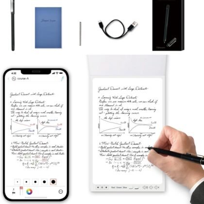 Smart Pen+Mini notebok, Digital Pen Real-time Sync for Digitizing, Storing, and Sharing Notes, Ideal Smart Pen for Note Taking, Drawing, Classroom, Offices, Compatible with Android and iOS