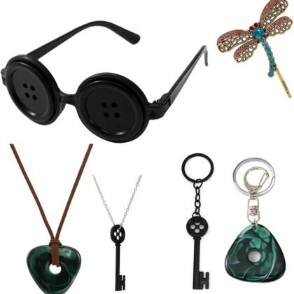 COGU Button Eyes Glasses Coraline Merchandise Halloween Cosplay Costume Accessories Gifts for Women Girls Kids Fans