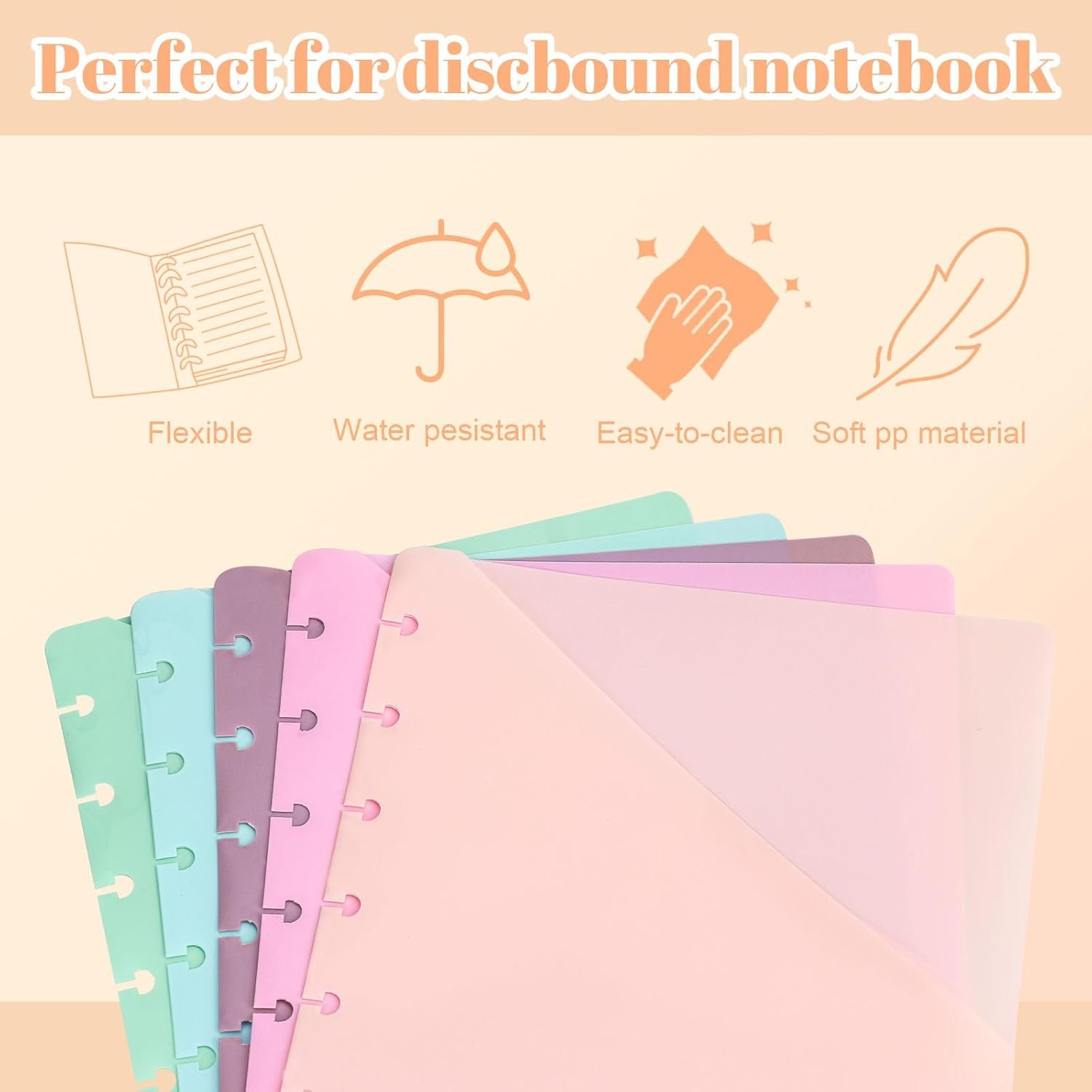 (5.5×8.5 inch) 10Pcs Junior Size Discbound Pocket Dividers DiscBound Binder Dividers Disc Bound Planner Supplies DiscBound Pocket Folder Discbound Notebook Accessories 8 Disc Planner Cover for Office - Image 4