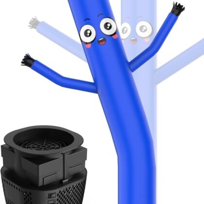 Inflatable Tube Man with Blower: 6 FT Tall Wacky Waving Inflatable Tube Guy for Outdoor Decoration with Mini Blower Fan, for Mall Opening, Business Advertising (Blue)