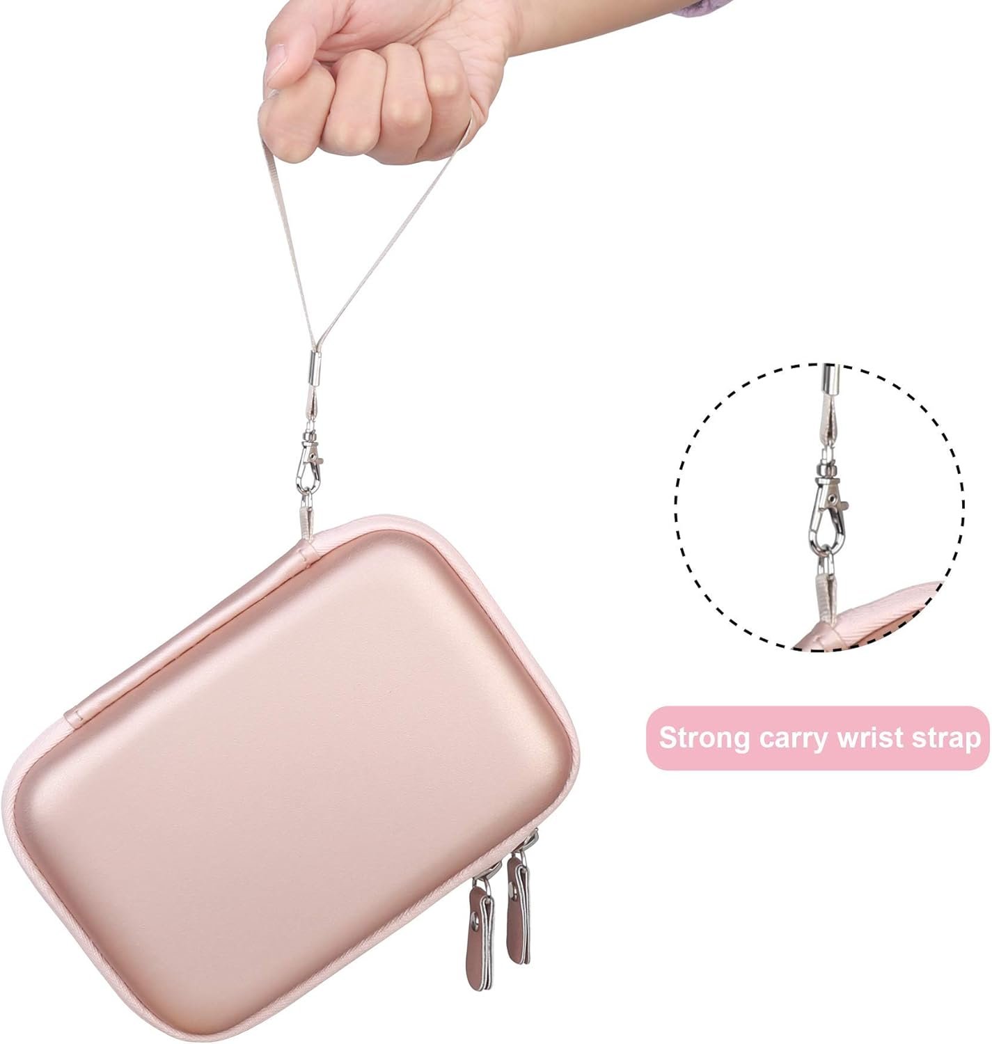 Canboc Hard Carrying Label Maker Case Replacement for Phomemo D30/ Phomemo D35/Memoking D30 Label Maker, Portable Thermal Bluetooth Label Printer Storage Bag, Mesh Bag fit Label Paper Cable, Rose Gold - Image 6