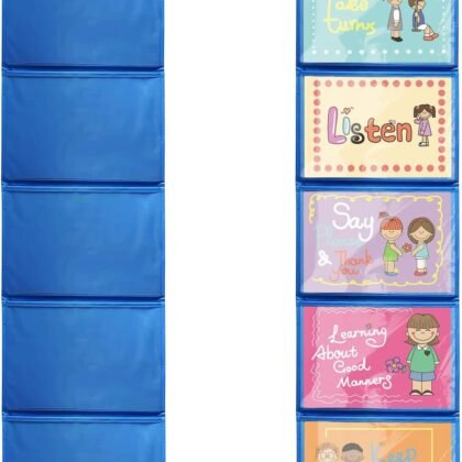 Mewise Pocket Chart for Classroom Cards,Drawing,Pictures,Class Demonstrations,Haning Wall File Organizer (5 Pockets)