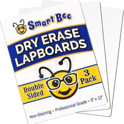 Dry Erase Boards for Classroom | 9x12 Inches, Double-Sided, Student Dry Erase Board for School and Home Learning | Personal Small White Board for Lap, Desk, Office, Kitchen | Pack of 3