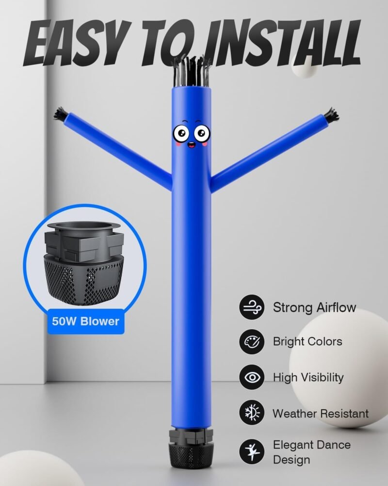 Inflatable Tube Man with Blower: 6 FT Tall Wacky Waving Inflatable Tube Guy for Outdoor Decoration with Mini Blower Fan, for Mall Opening, Business Advertising (Blue) - Image 2