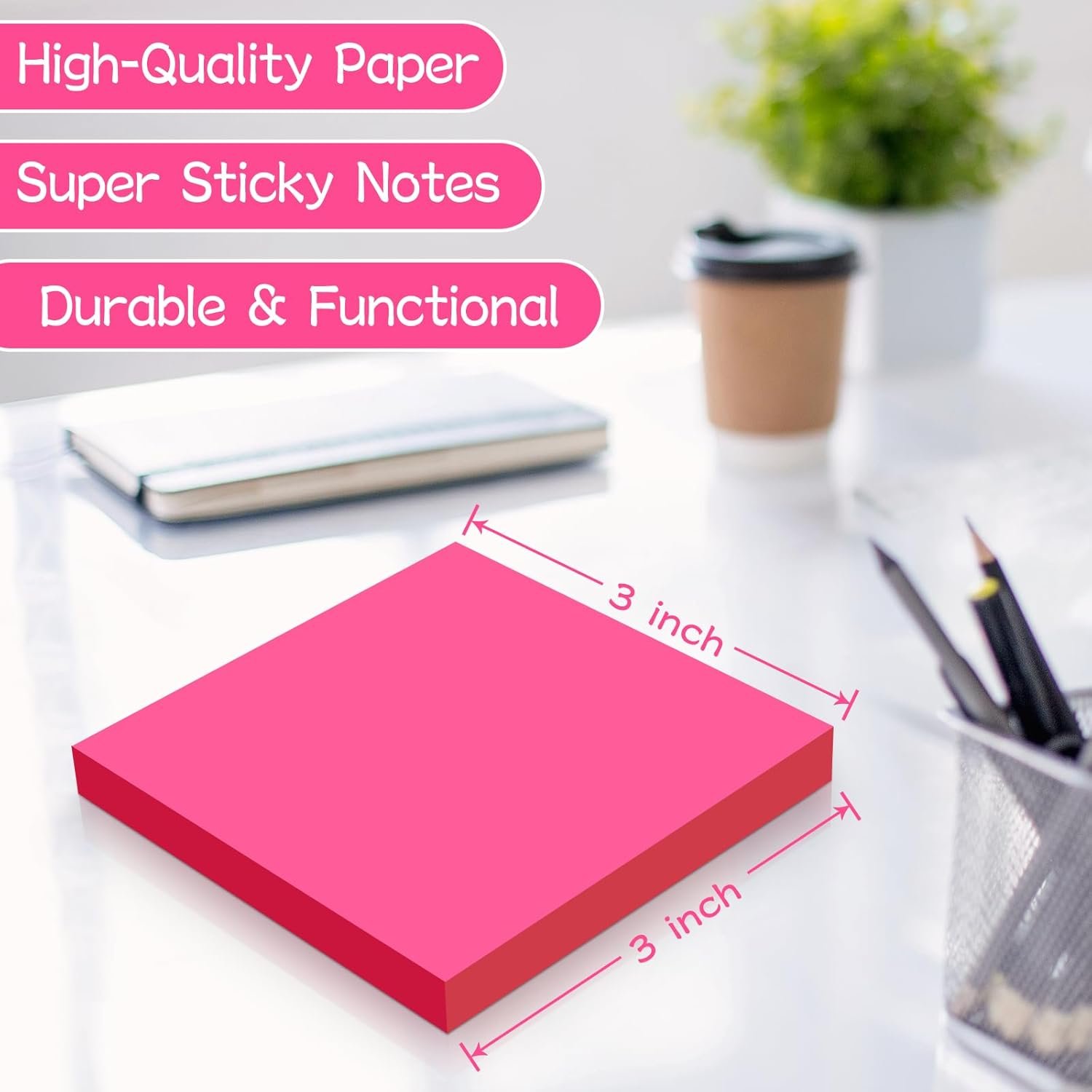 (18 Pads) Sticky Notes 3x3 inch, Self-Stick Pads Bright Colors Sticky Note, Recyclable, Easy to Post for Home, Office, Notebook - Image 3