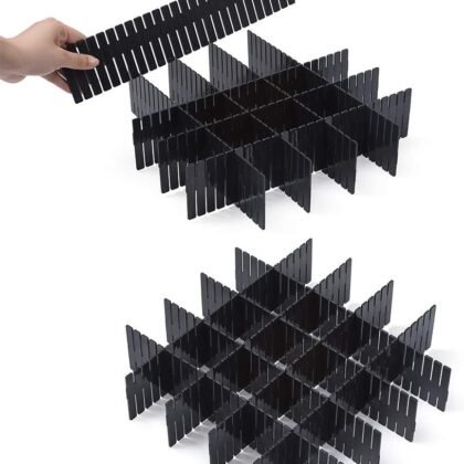 Qozary 42 Pack Adjustable Drawer Organizer Dividers for Socks, Underwear, Makeup, Kitchen, Dresser