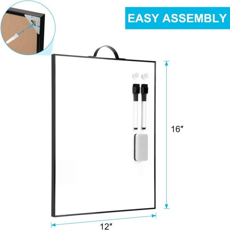 TSJ OFFICE Small White Board - 16" X 12" Portable Black Aluminum Framed Whiteboard, Magnetic Dry Erase Board with a Handle, to Do List Notepad for Office, Home, School - Image 3