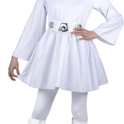 Star Wars Princess Leia Official Youth Halloween Costume - Hooded Dress with Belt and Wig