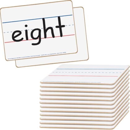 Really Good Stuff Mini Non-Magnetic 9"x 6" 2-Sided Blank and Lined Dry Erase Boards - Set of 12