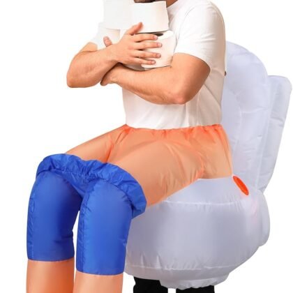 Leyndo Inflatable Sitting on a Toilet Costume for Adult Halloween Toilet Inflatable Costume Blow up Funny Adult Suit for Halloween Cosplay Party