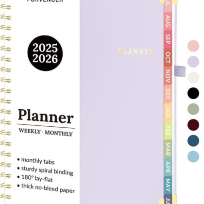 Academic Planner 2025-2026, Forvencer July 2025-June 2026 Weekly and Monthly Calendar Planner, 8.5" X 11", Hardcover Teacher School Supplies, Daily Agenda Book with Inner Pocket, Cute Office Home Notebook College Student Classroom Organizer with Tabs, A4, Purple
