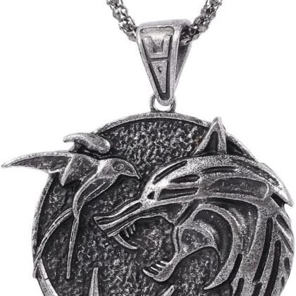 Witcher Medallion Necklace Witcher Necklace for Men Wolf Necklace for Men Wolf Pendant Necklace Noridc Viking Necklace Norse Necklace for men Wolf Jewelry Gifts for Men Witcher Costume Accessories