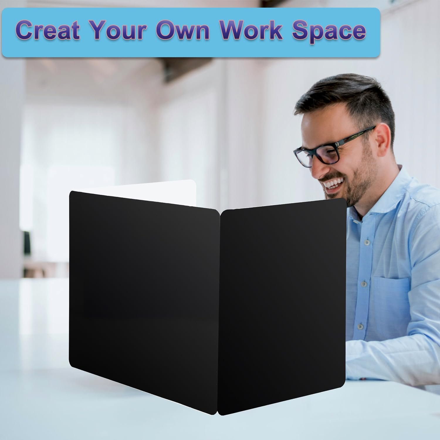 EARTHSON 12 Pcs Desk Dividers for Students, Coated Paper Privacy Shields Folder for Students, Privacy Folders for Students Desks, Test Divider Classroom Teacher Supplies Office Home, Black - Image 7