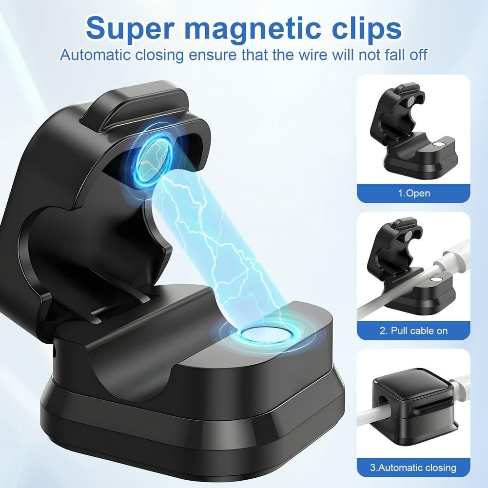 18 Pack Cord Organizer Holder,Magnetic Cable Clips Management,Easy Strong Adhesive Phone USB Charger Cord,Hide Or Organize Desk Cable for Kitchen,Office,Car,Nightstand(Black) - Image 6