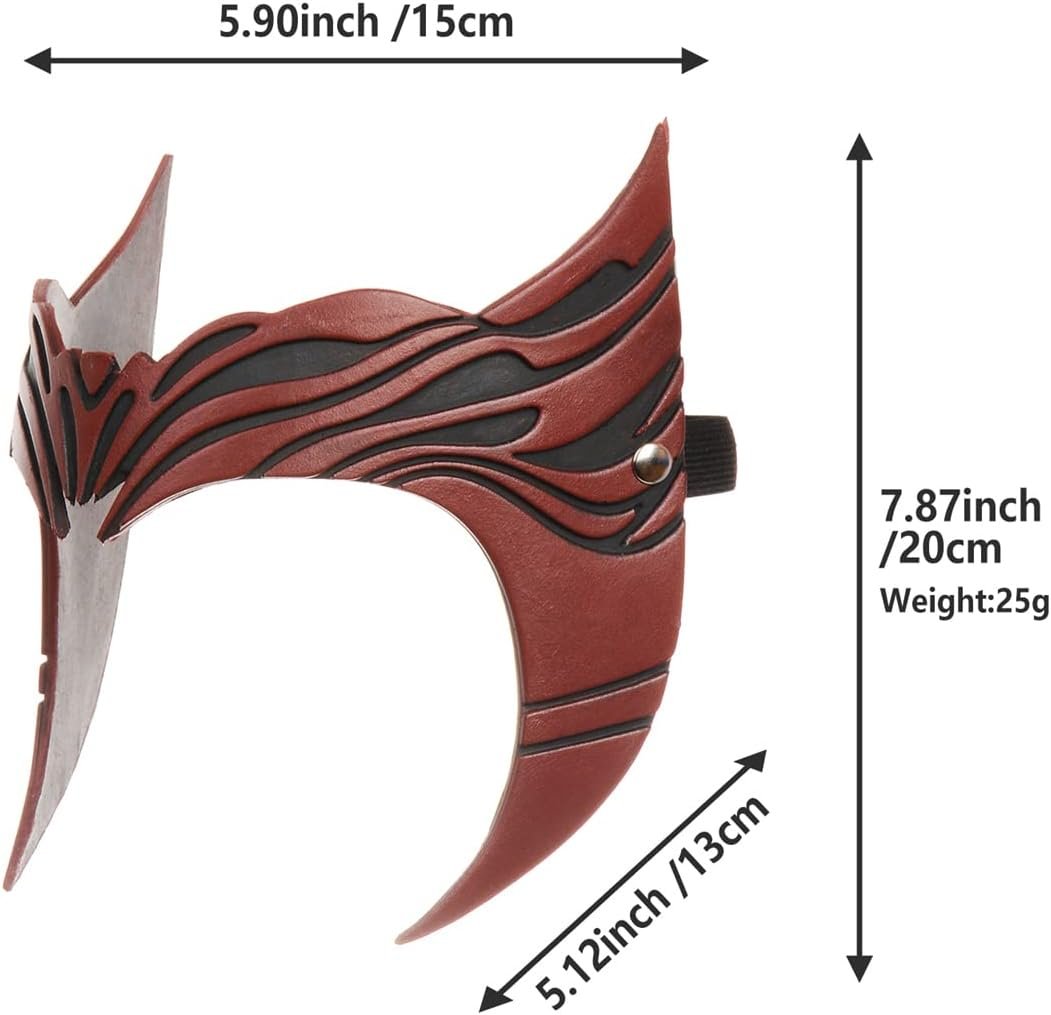 CoserWorld Wanda Mask Headpiece, Latex Scarlet Red Witch Crown for Cosplay Halloween Costume Masquerade Props - Image 4