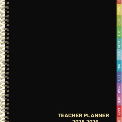 Teacher Planner 2025-2026 - Teacher Planner 2025-2026 Academic Year, July 2025 - June 2026, 8.7" x 10.8", Weekly & Monthly Lesson Plan Book with Monthly Tabs, Golden Stamping