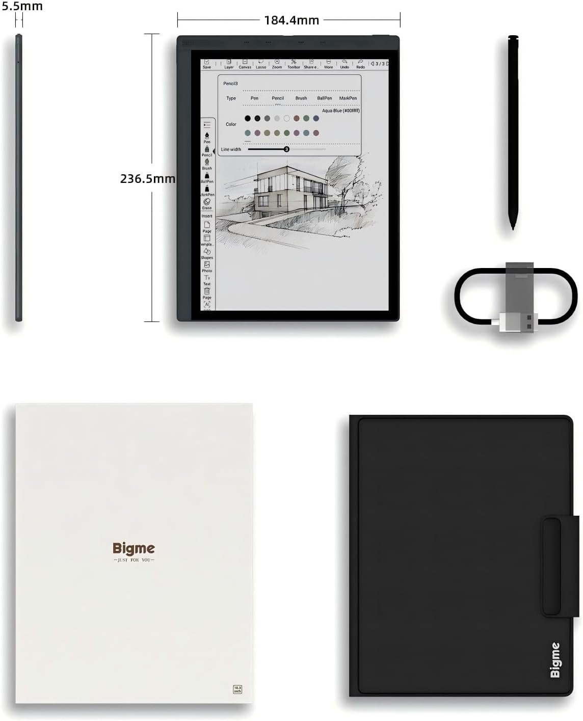 Bigme 10.3" Color E-Ink Read-Write Tablet, ePaper Note Taking Tablet at 5.5mm Thickness, 8GB RAM+256GB ROM Computer Tablets Touchscreen Display with 5MP Camera and Digital Stylus - Image 8