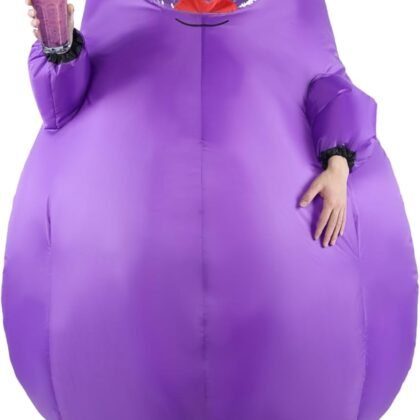 Inflatable Grimace Costume, Halloween Funny Full Body Purple Grimace Blow up Adult Mascot Suit Cosplay Party for Men Women