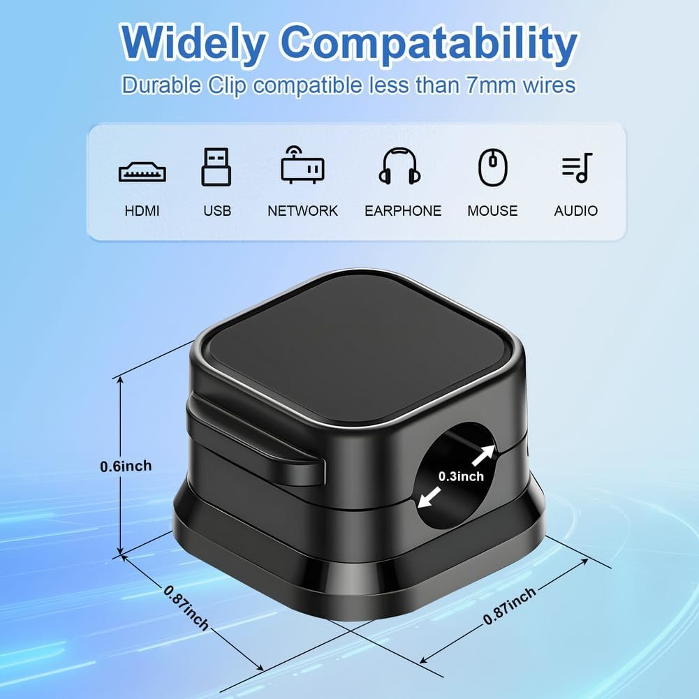 18 Pack Cord Organizer Holder,Magnetic Cable Clips Management,Easy Strong Adhesive Phone USB Charger Cord,Hide Or Organize Desk Cable for Kitchen,Office,Car,Nightstand(Black) - Image 3