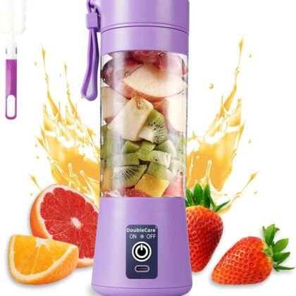 Portable Blender Cup,Electric USB Juicer Blender,Mini Blender Portable Blender For Shakes and Smoothies, juice,380ml, Six Blades Great for Mixing,light purple