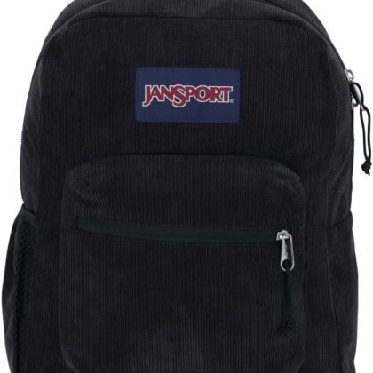 JanSport Cross Town Plus Remix Backpack - Padded Back Panel, Laptop Sleeve, and Front Pocket Organizer - Black Corduroy