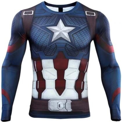 3D Super Hero Close-Fitting Quick-Drying Elastic Sport Cosplay T-Shirt Long Sleeve