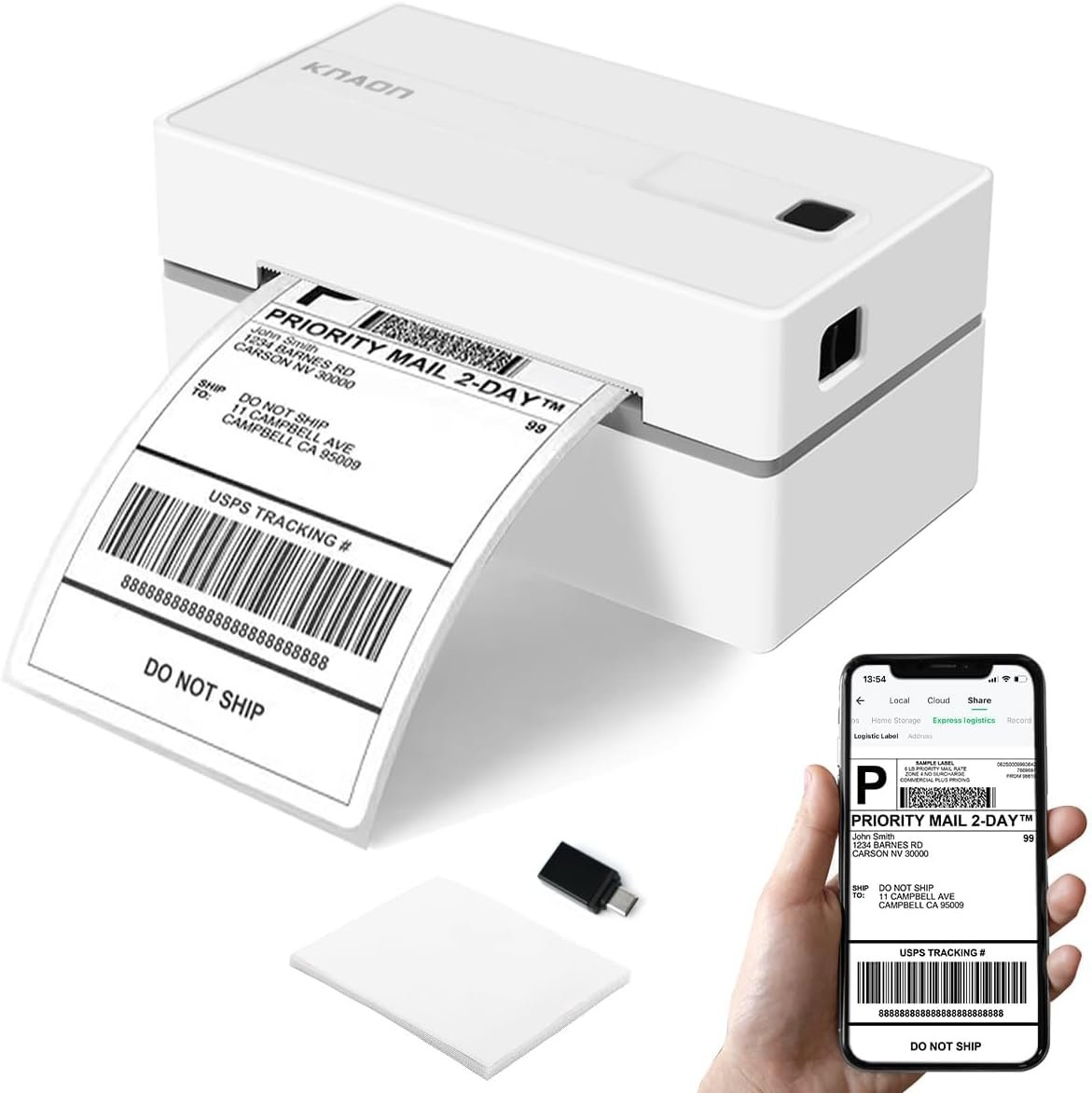 Bluetooth Thermal Shipping Label Printer, 4x6 Portabel Thermal Address Label Printer for Small Bussiness, Compatible with iPhone,Android,Windows,Mac,Chromebook –Works with eBay Shopify USPS&More