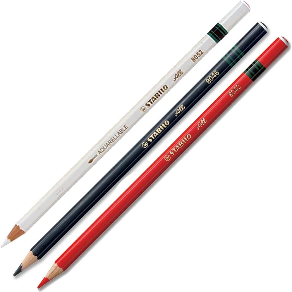 Stabilo-All 3x Pencils (Black-Red-White)