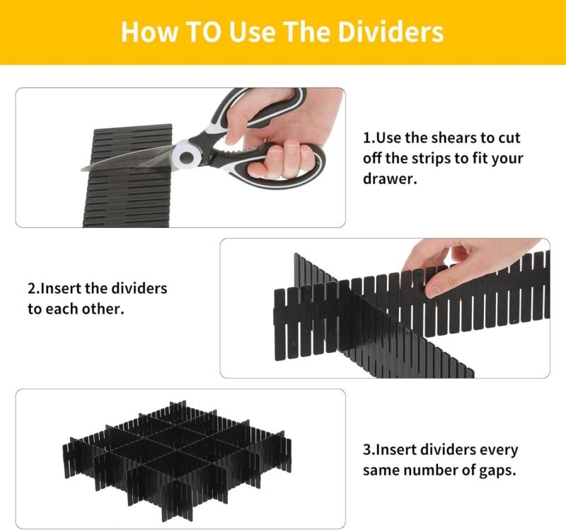 Qozary 42 Pack Adjustable Drawer Organizer Dividers for Socks, Underwear, Makeup, Kitchen, Dresser - Image 7