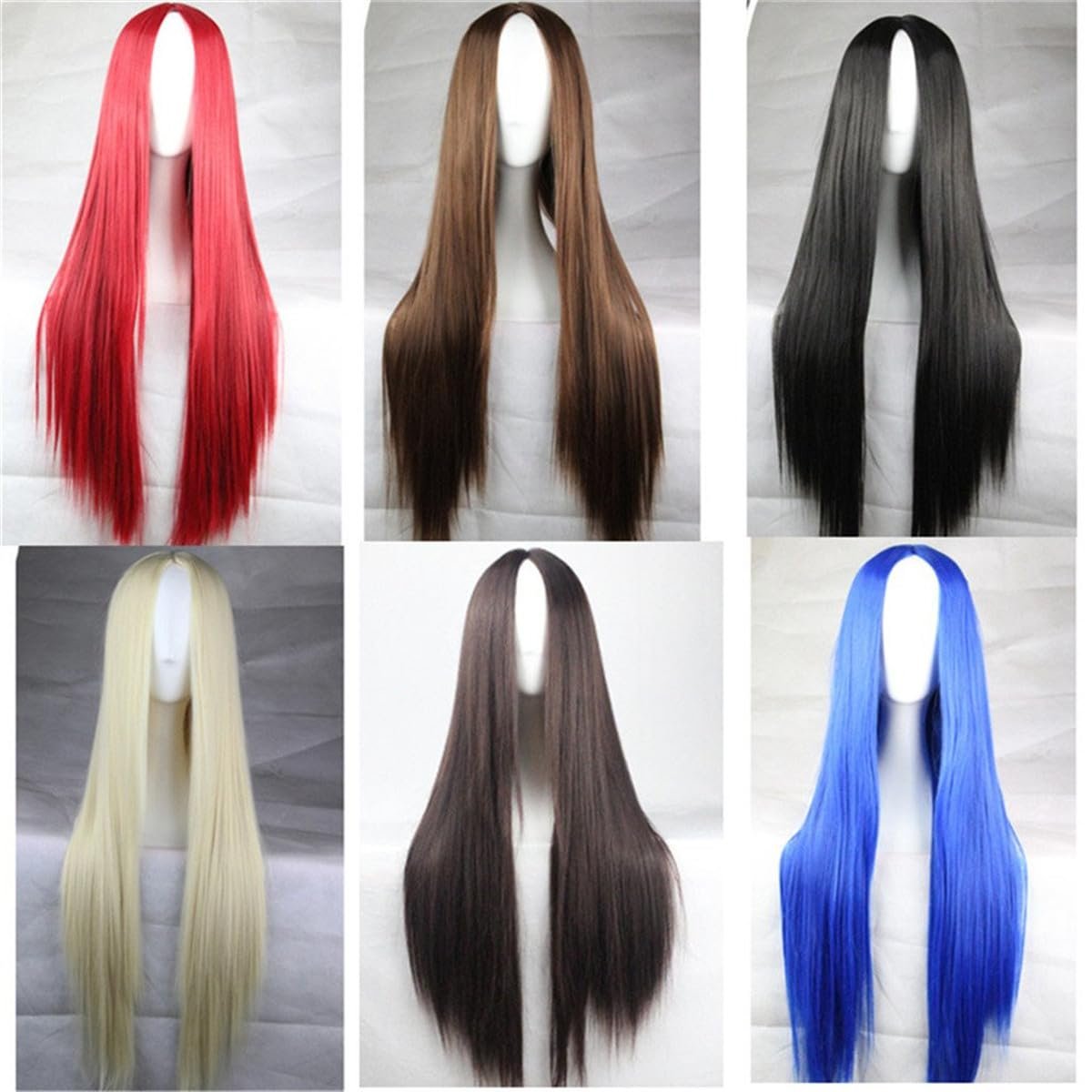 75cm 29.5 inches Black Wig Women's Long Straight Middle Part Synthetic Hair Wigs No bangs Cosplay Anime Halloween Costume Party Hair Wig for Women with Wig Cap - Image 4