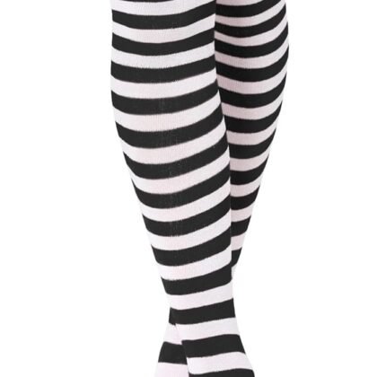 DAZCOS Striped Thigh High Socks Elastic Over The Knee Knit Stockings for Halloween Christmas Daily and Cosplay